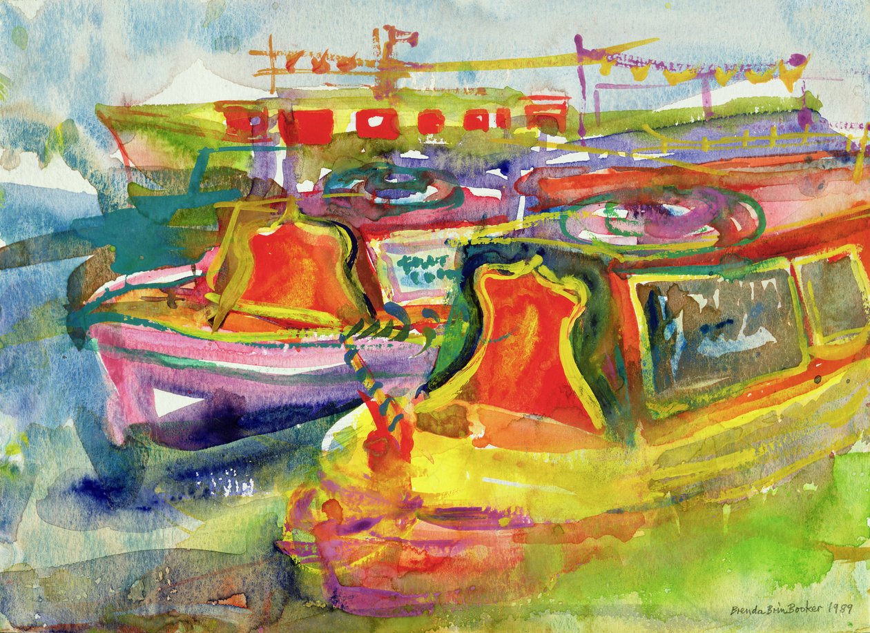 Canal Boats, 1989 (wc na papierze) autorstwa Brenda Brin Booker