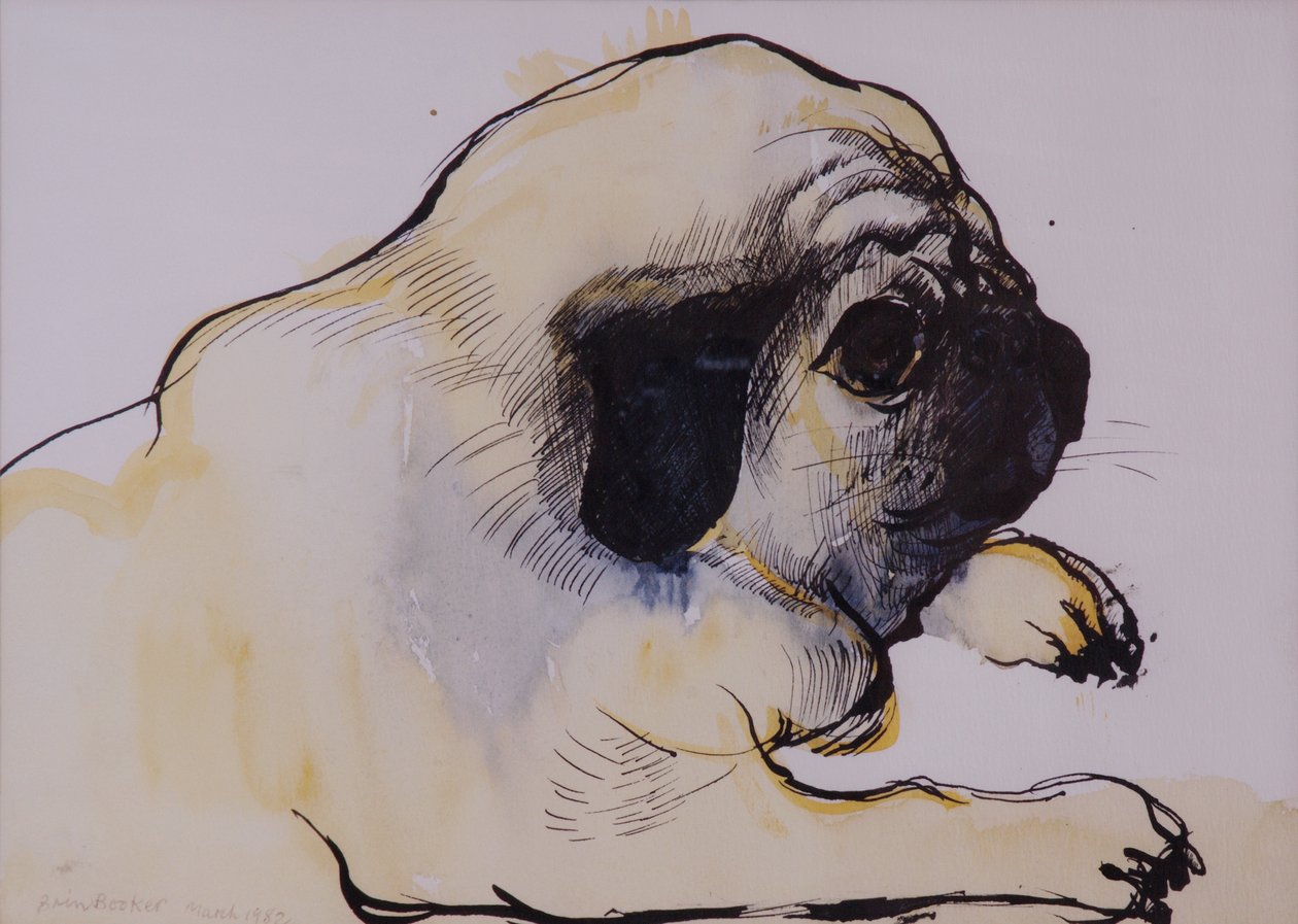 Hogarth, 1982 (pióro i atrament z toaletą na papierze) autorstwa Brenda Brin Booker
