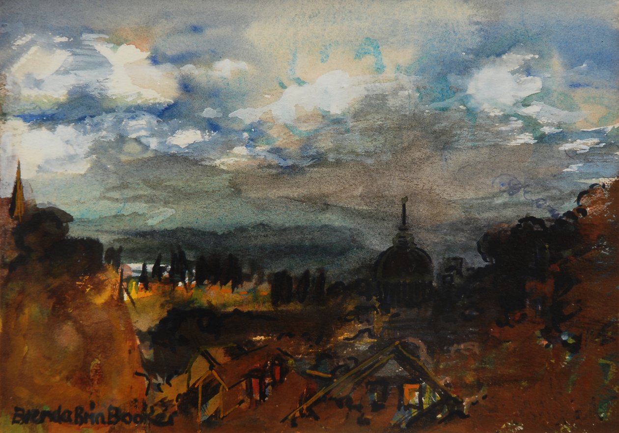 St Pauls z Hampstead Heath (wc na papierze) autorstwa Brenda Brin Booker