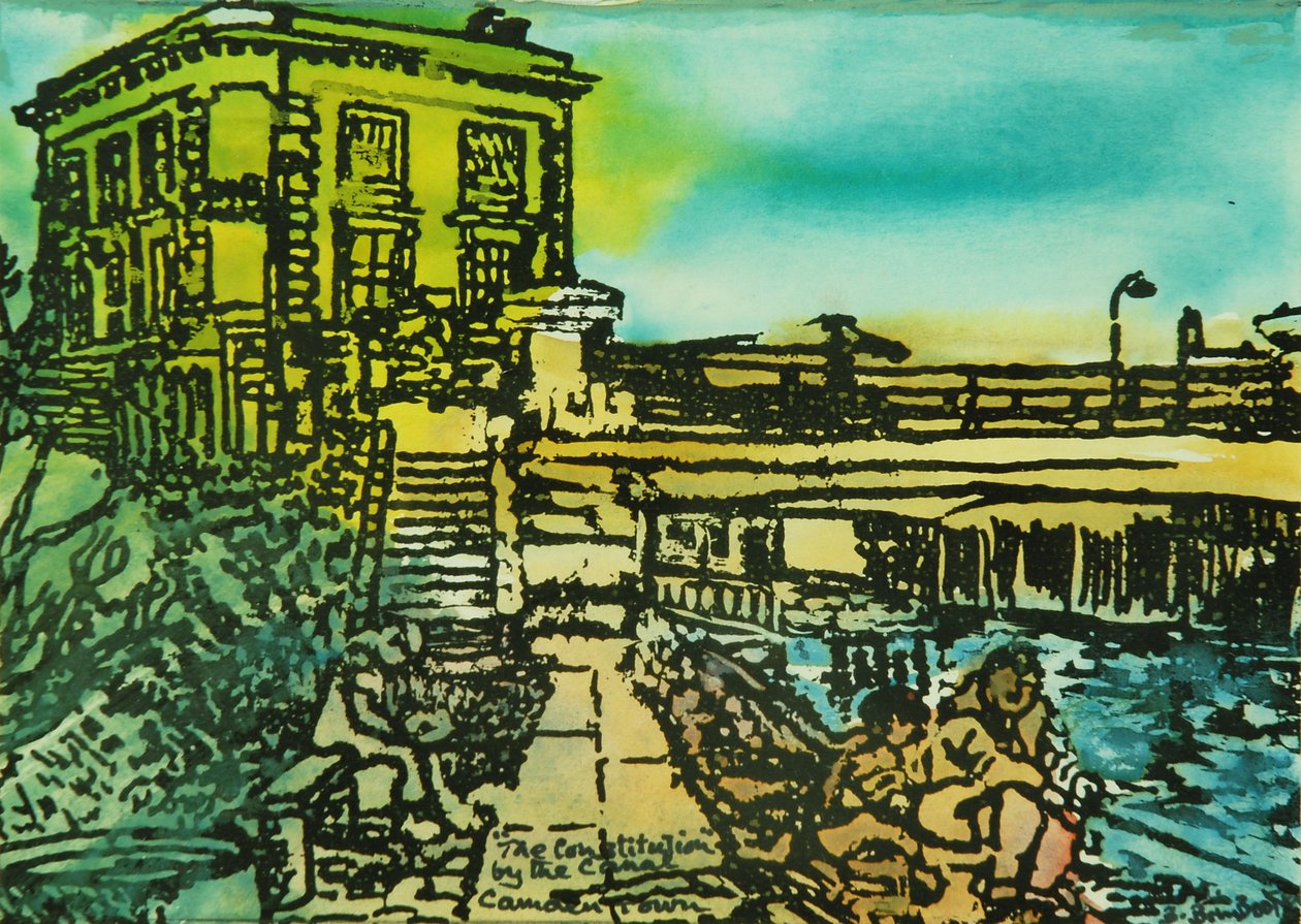 The Constitution Pub, Regents Canal (akwarela na papierze) autorstwa Brenda Brin Booker