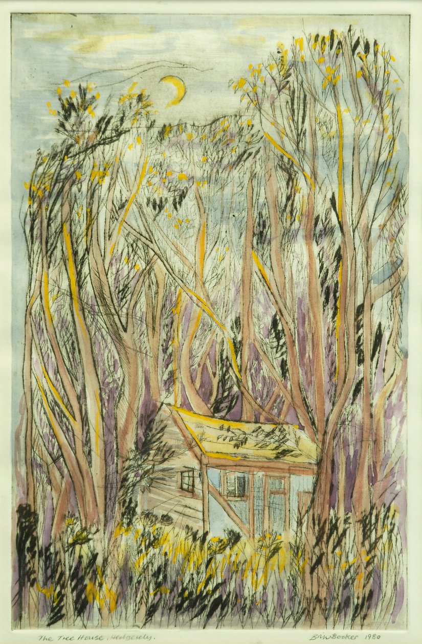 Domek na drzewie I (akwarela na papierze) autorstwa Brenda Brin Booker