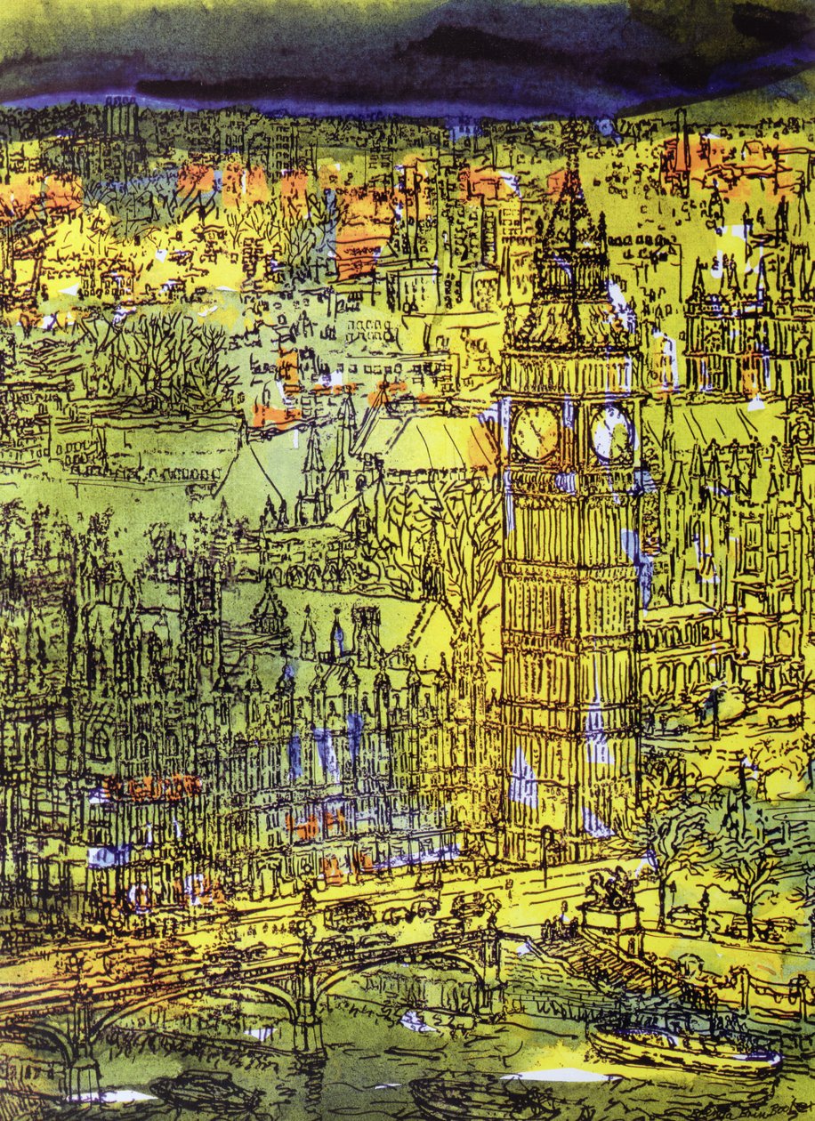 Westminster (wc i technika mieszana na papierze) autorstwa Brenda Brin Booker