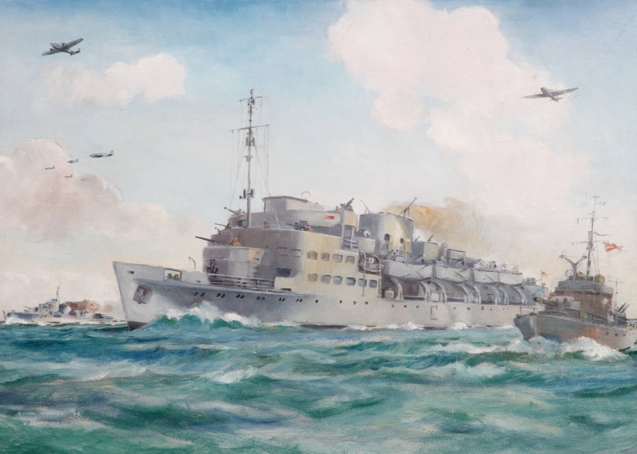 HMS Prins Albert w drodze do Dieppe niosący nr 4 Commando, 19 sierpnia 1942 r autorstwa Brian Joseph Mullen