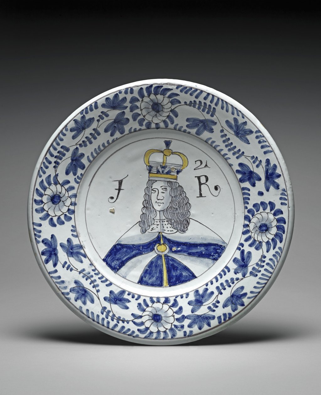 Naczynie, Jakub II, ok.1685-88 (ceramika glazurowana cyną) autorstwa Brislington Pottery