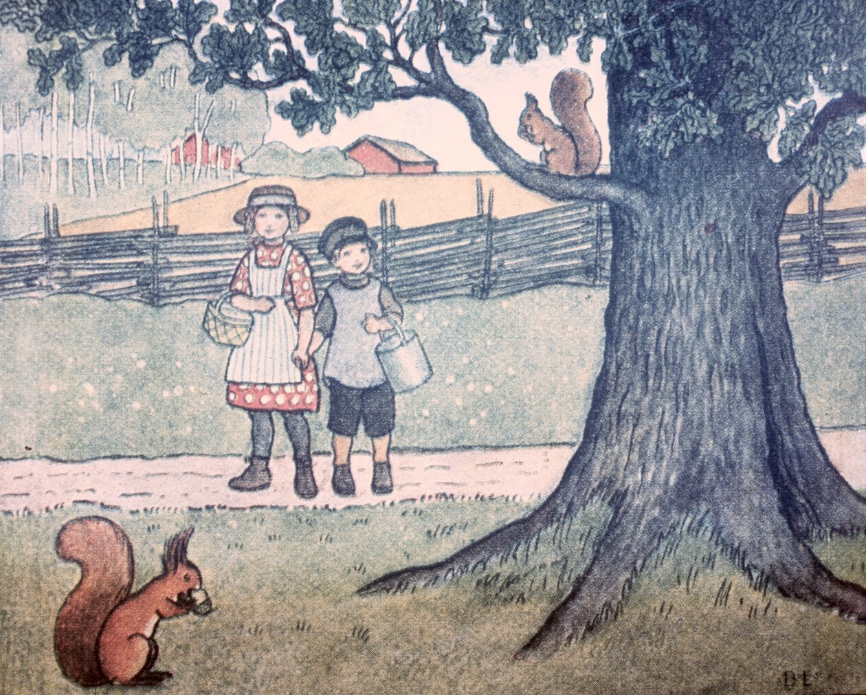 Litera „E” jak w ekorre (wiewiórka), opublikowana w 1912 r. autorstwa Brita Elstrom