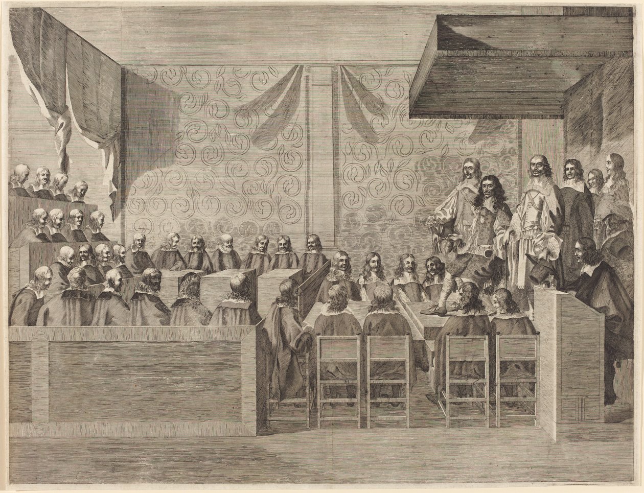 Karol II ze swoją Radą autorstwa British 17th Century
