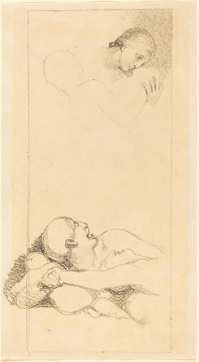 Przerażony Mężczyzna Patrząc W Górę; Kobieta i dzieci autorstwa British 18th Century after John Flaxman