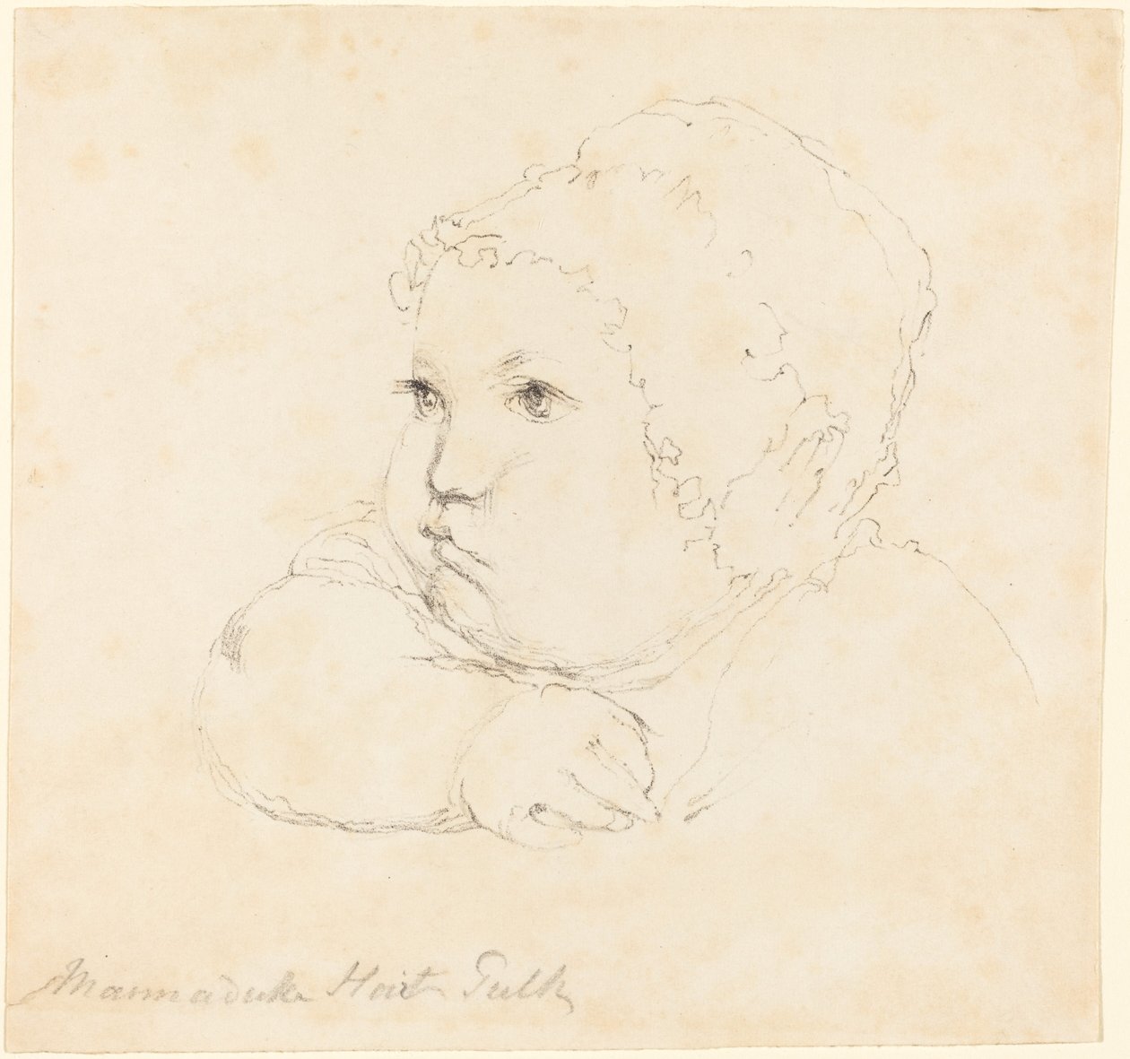 Głowa dziecka w czapce autorstwa British 18th Century after John Flaxman