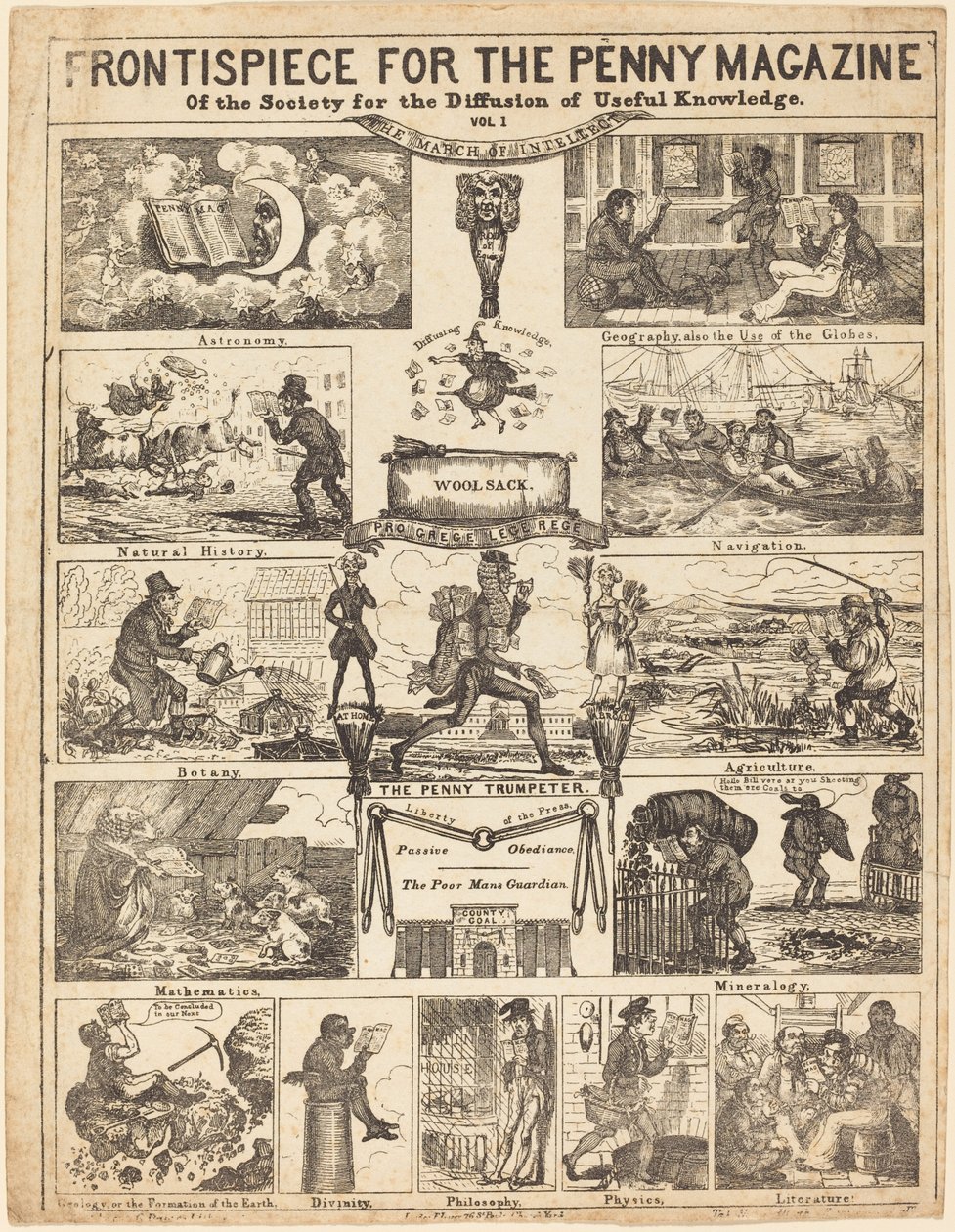Frontyspis Penny Magazine Towarzystwa Upowszechniania Wiedzy: Vo autorstwa British 19th Century