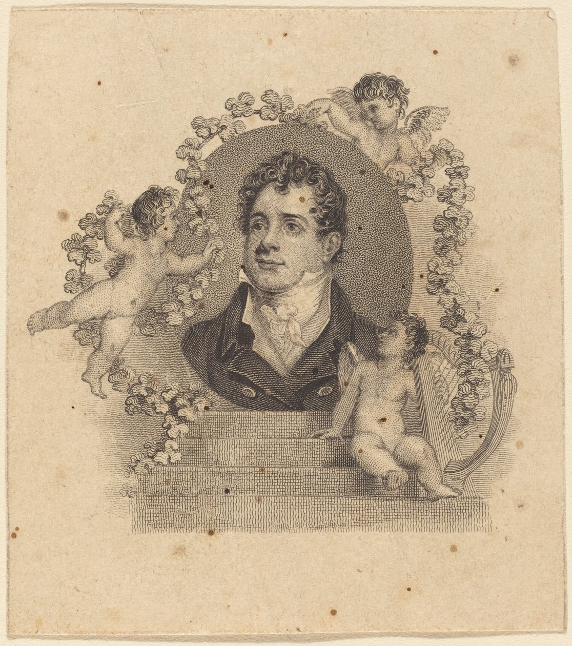 Portret młodego dżentelmena w otoczeniu amorków; Lord Byron? autorstwa British 19th Century