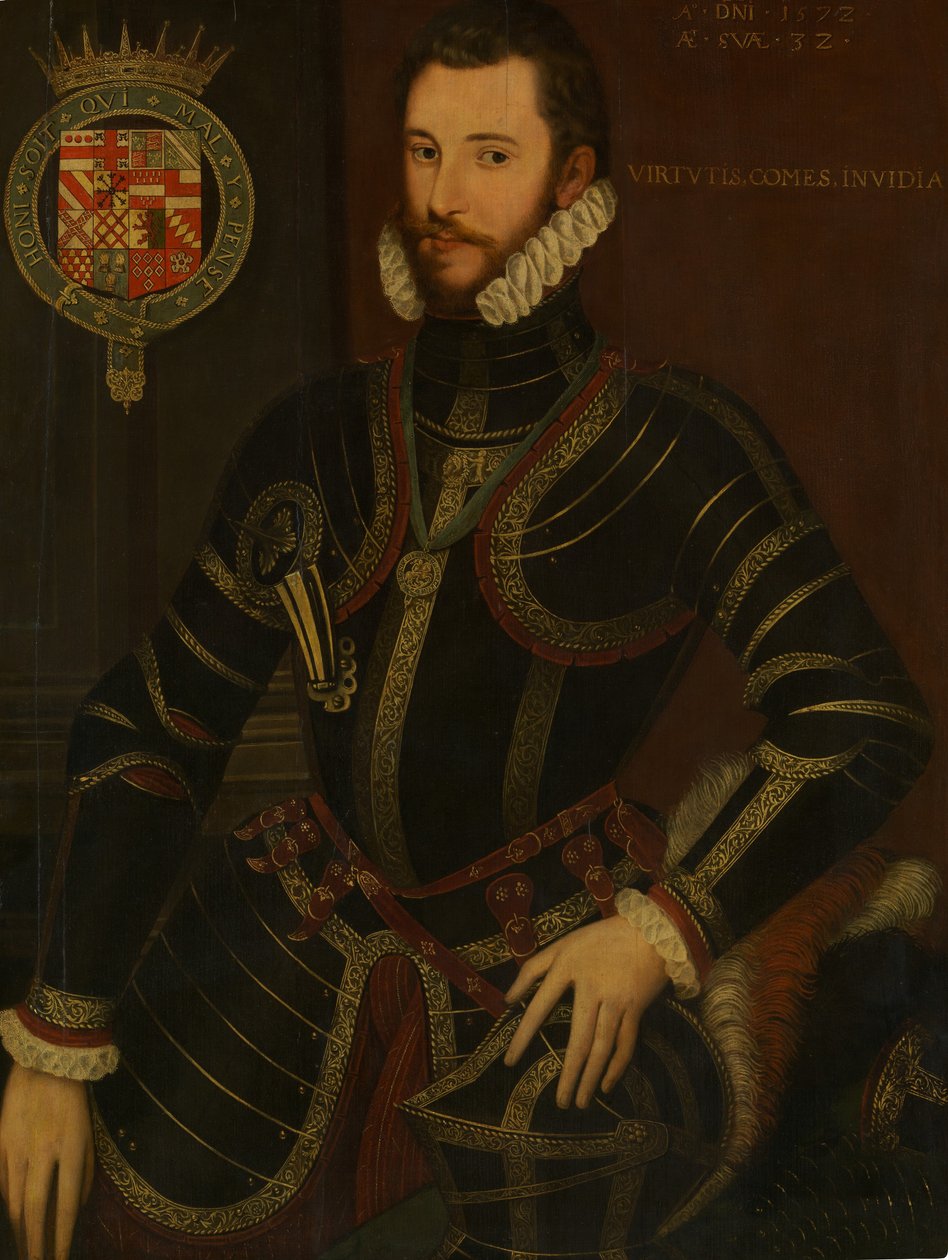 Portret Waltera Devereux 1539-1576, pierwszego hrabiego Essex, datowany na 1572 rok. autorstwa British Painter.