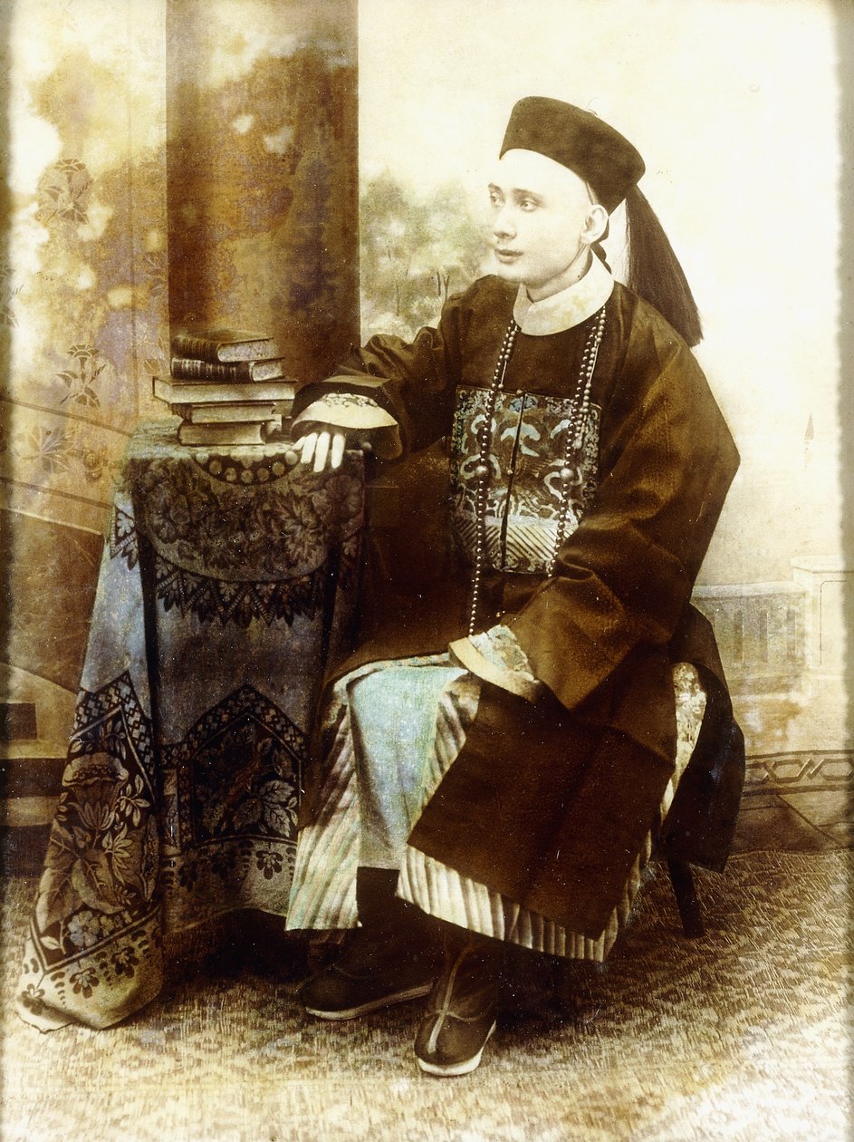 Portret mandaryna, prawdopodobnie kantończyka, ok. 1890, ok. 1890 autorstwa British Photographer
