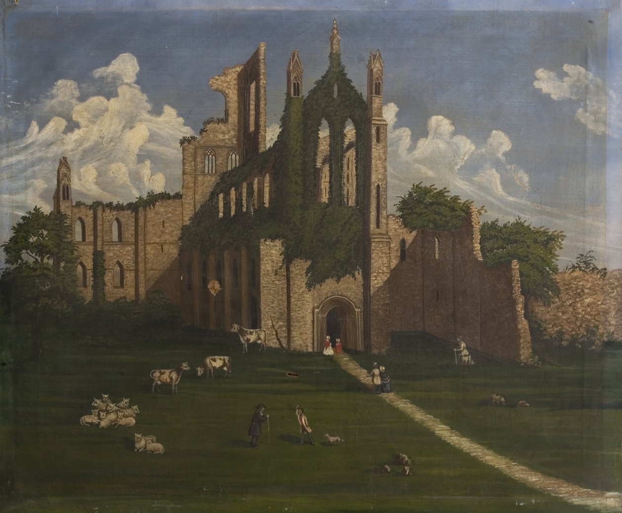 Zrujnowane opactwo, połowa XIX w. (olej na płótnie) autorstwa British School