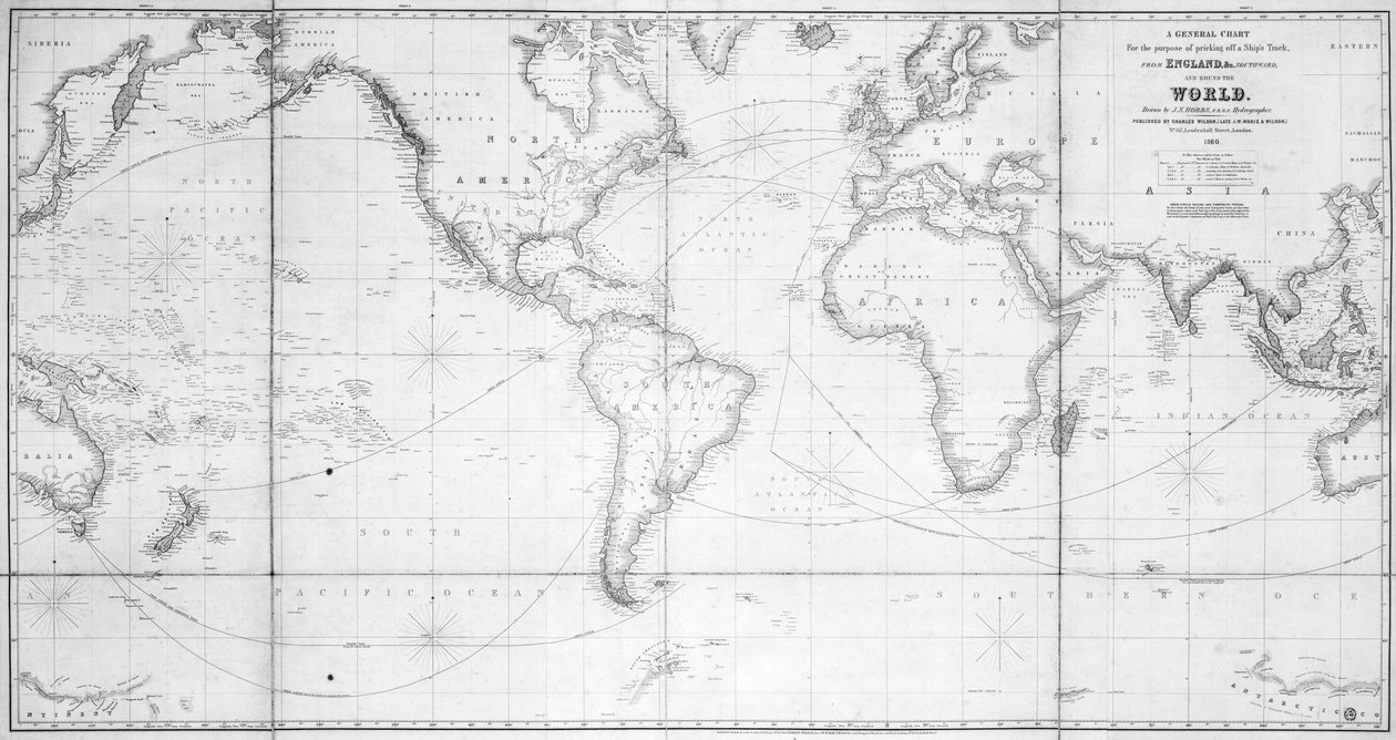 Ogólna mapa służąca do wyznaczania trasy statku autorstwa British School