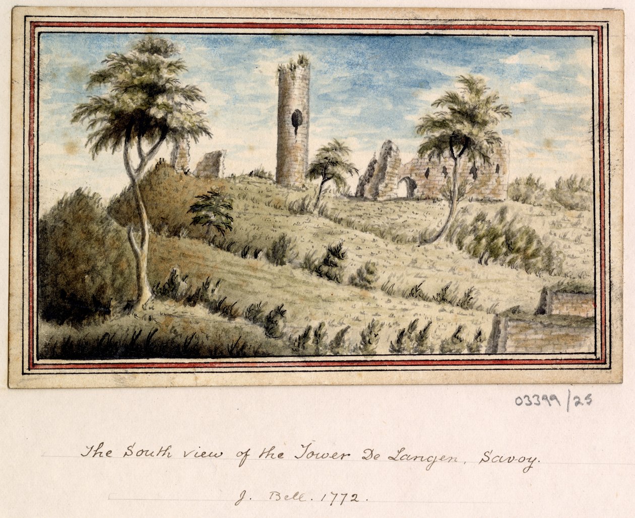 Cykl szkiców, widoków w Wielkiej Brytanii, na kontynencie iw Ameryce 1772-1778 (akwarela) autorstwa British School