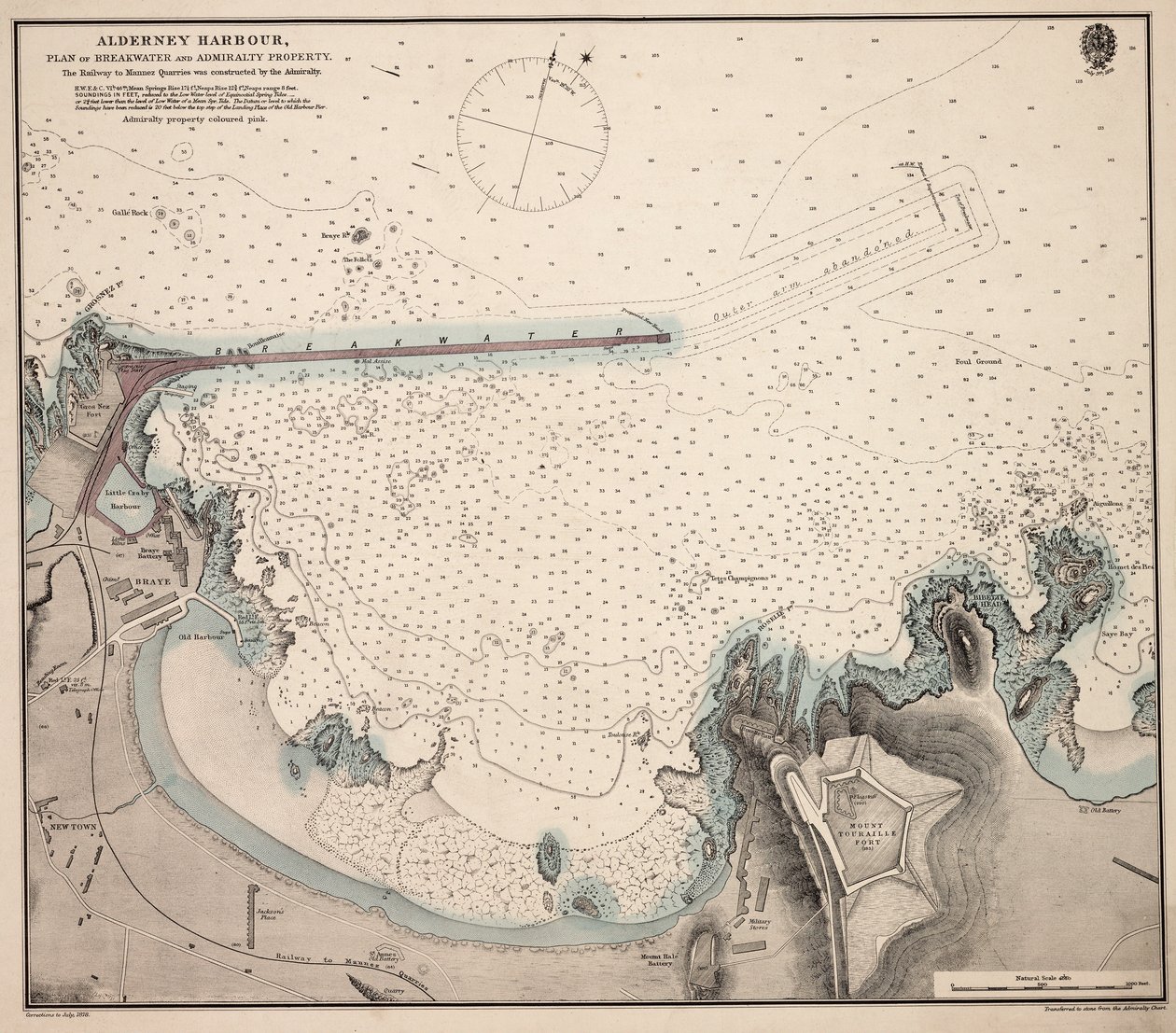 Port Alderney, plan falochronu i posiadłości Admiralicji autorstwa British School