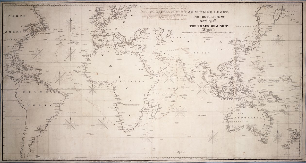 Mapa konturowa służąca do wyznaczania toru statku". autorstwa British School
