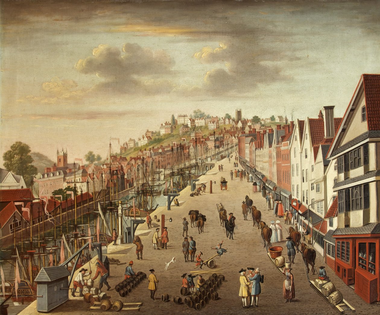 Broad Quay, Bristol, ok. 1760 (olej na płótnie) autorstwa British School
