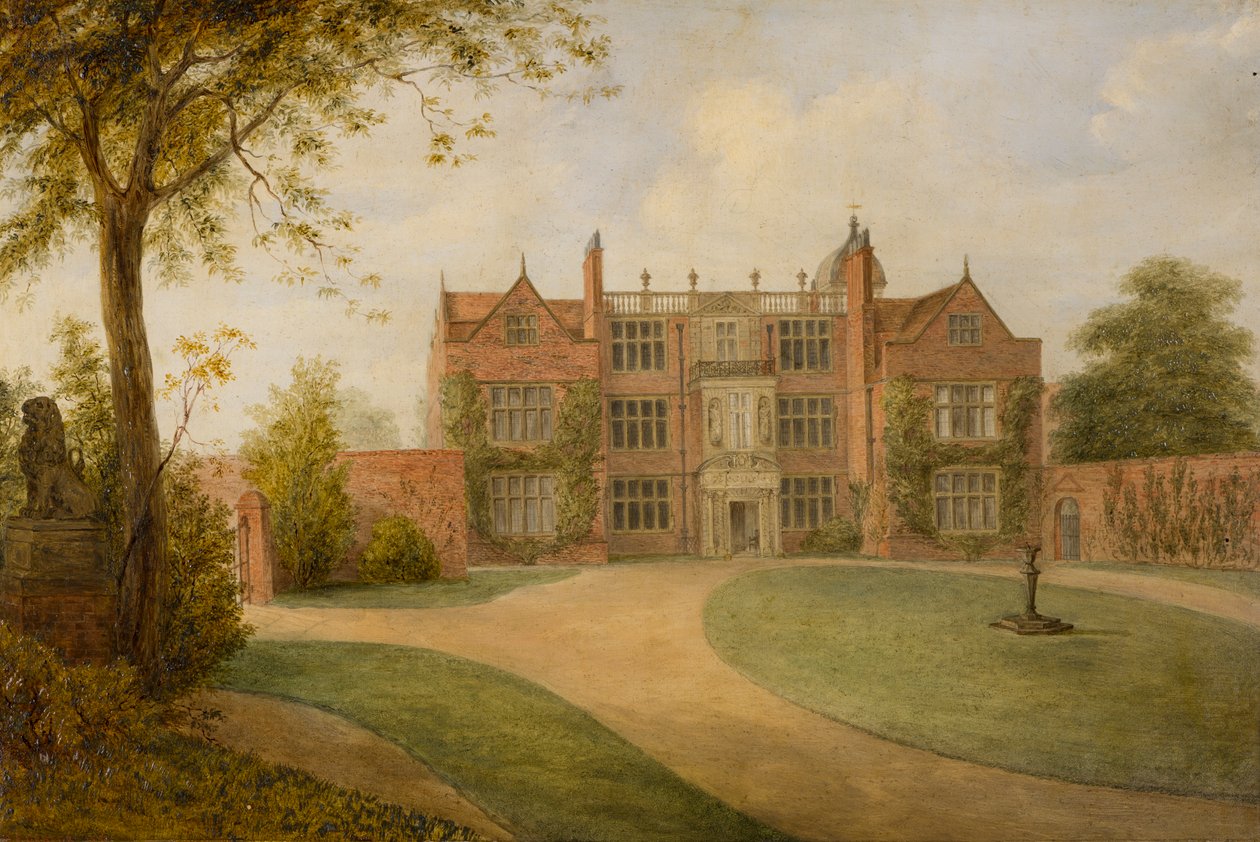 Castle Bromwich Hall, Warwickshire, ok. 1850-1900 (olej na płótnie) autorstwa British School
