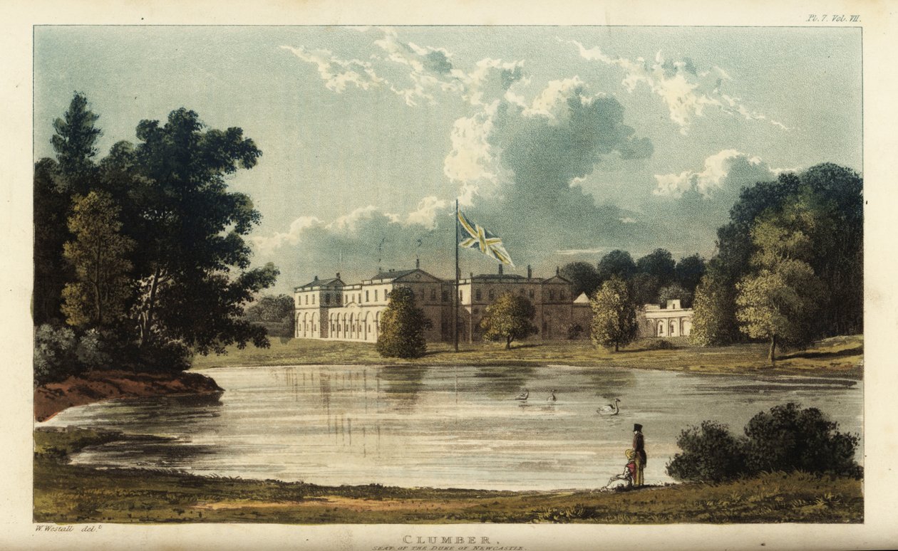 Clumber Park, Nottinghamshire, siedziba księcia Newcastle autorstwa British School