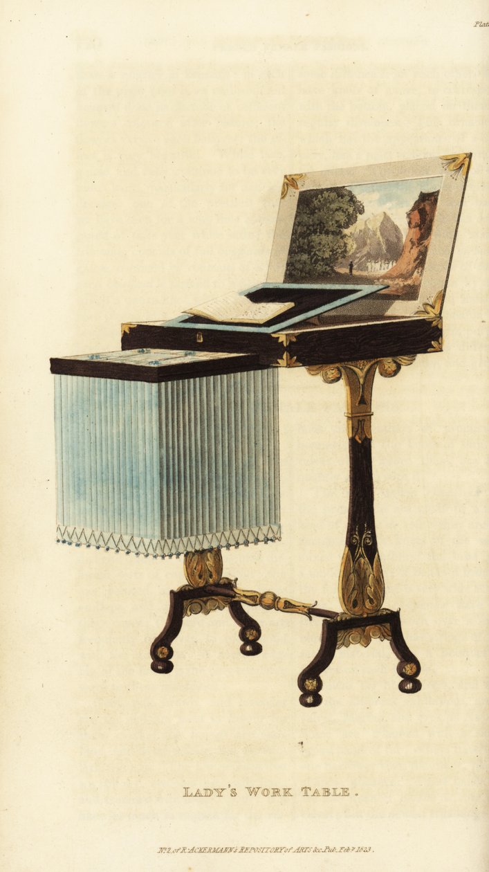 Elegancki damski stół do pracy z epoki Regency autorstwa British School