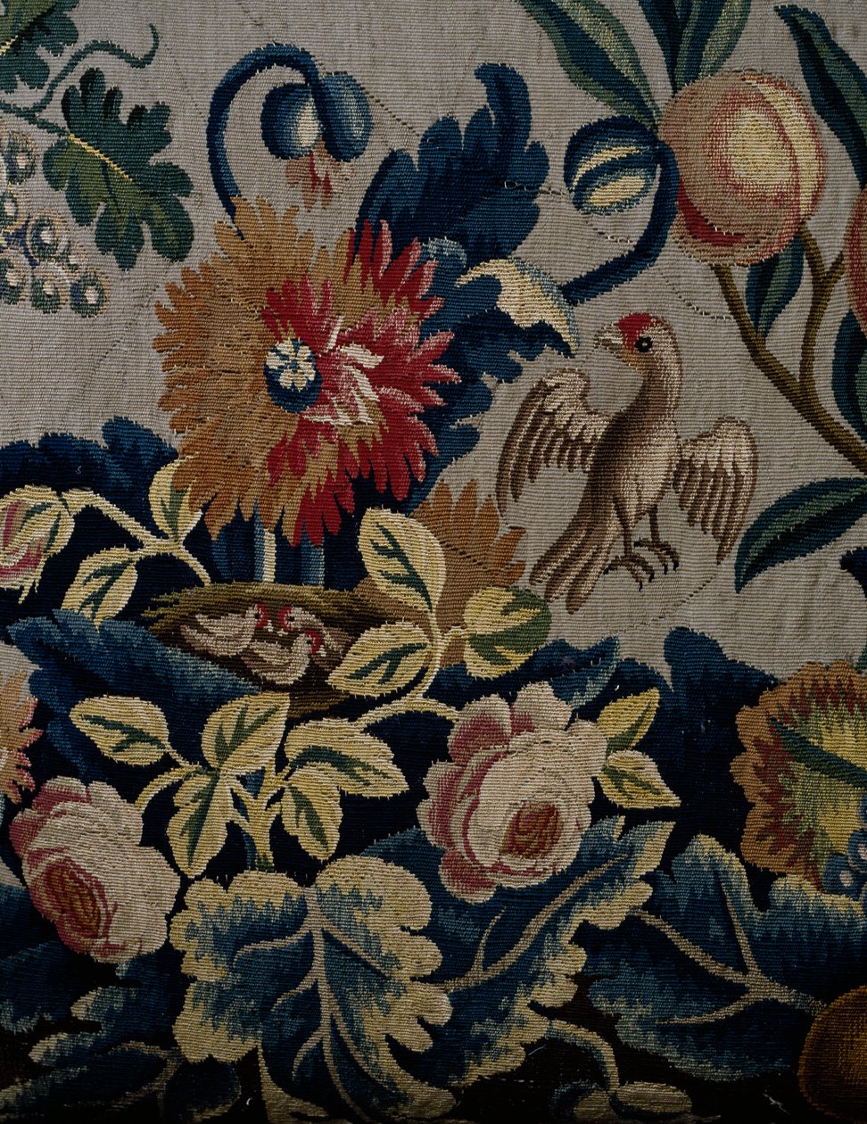 Wzór kwiatowy, detal z tapicerki sofy w stylu George I, ok. 1725, Wielka Brytania autorstwa British School