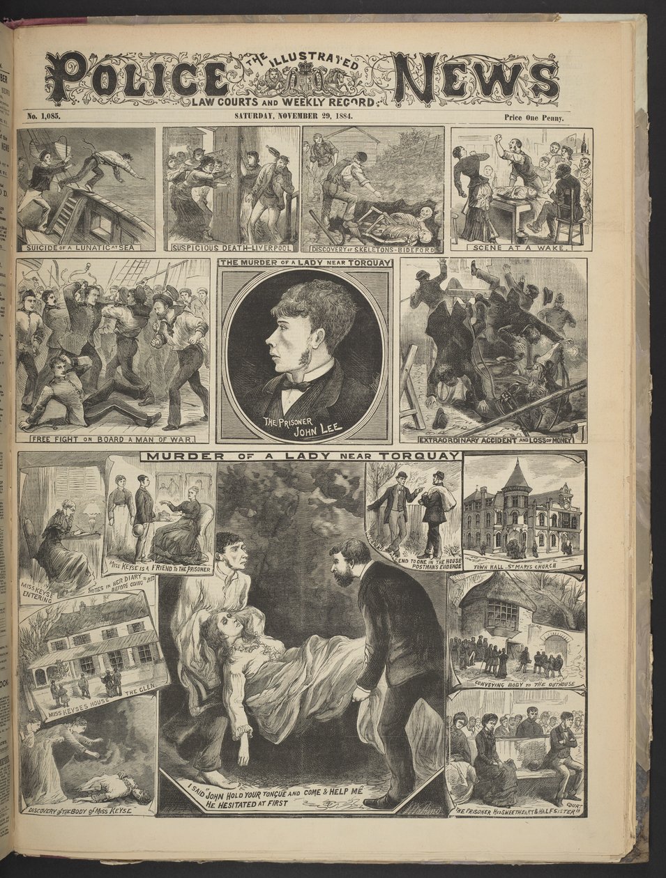 Przednia okładka Illustrated Police News, 29 listopada 1884 (lito) autorstwa British School