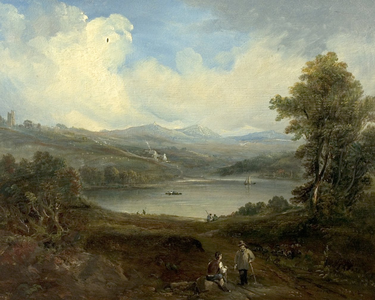 Grasmere, Westmorland, Cumbria (olej na drewnie) autorstwa British School
