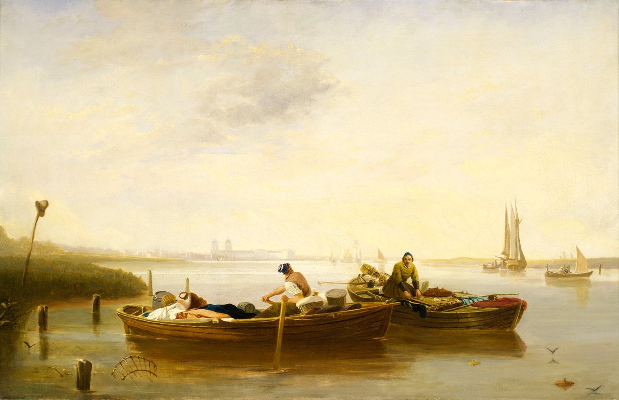 Greenwich z Blackwall Reach, ok. 1830-40 (olej na płótnie) autorstwa British School