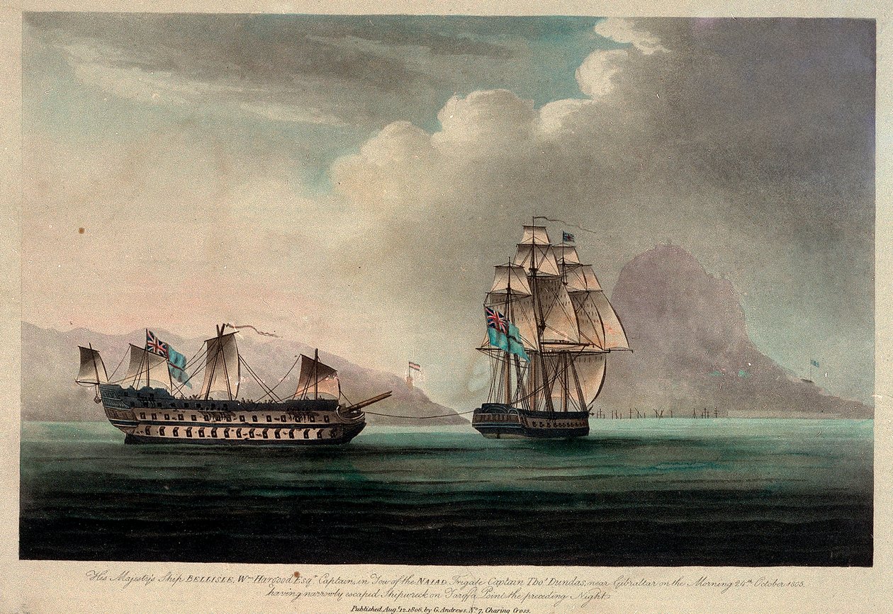 HMS "Bellisle" w pobliżu Gibraltaru, 24 października 1805 r. autorstwa British School