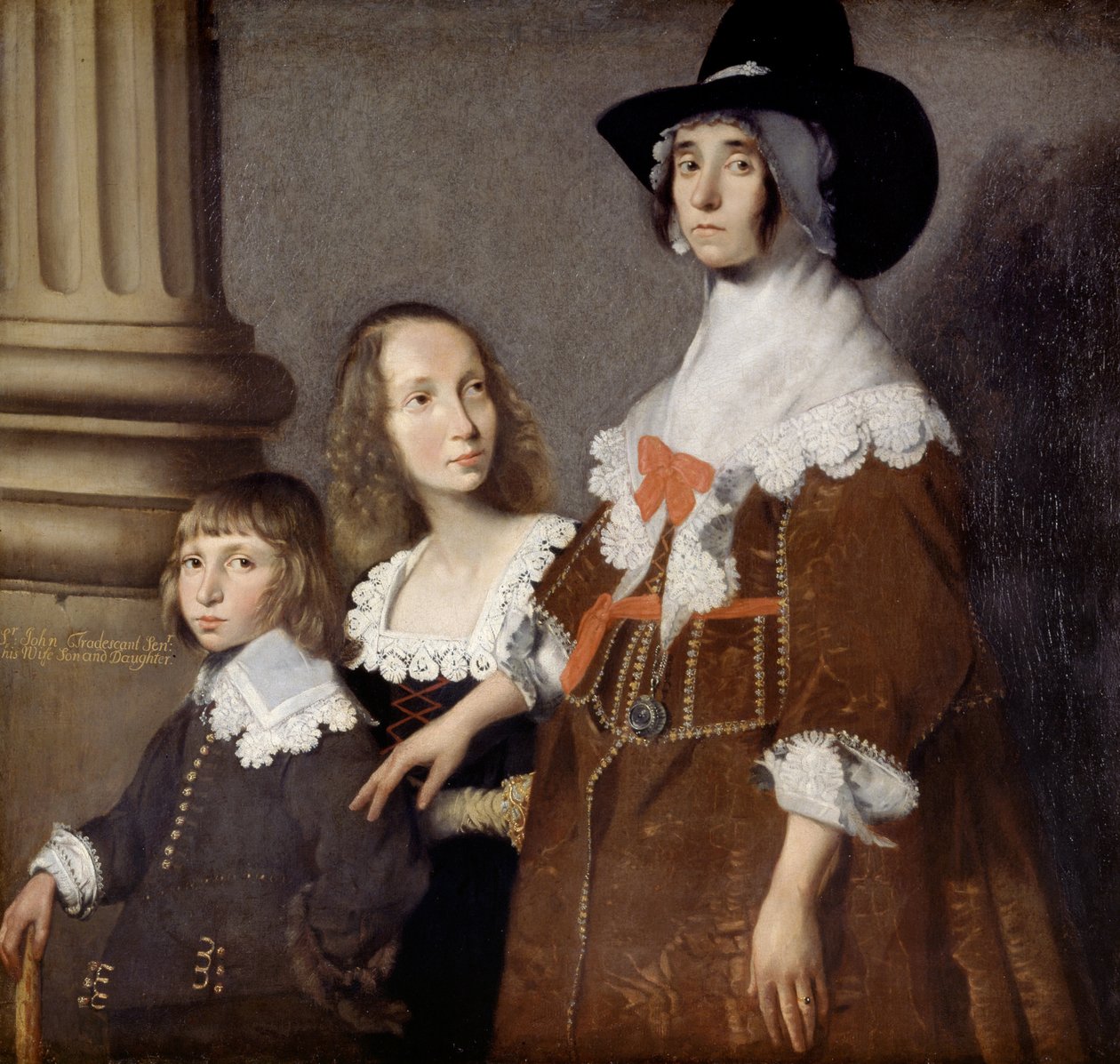Hester Tradescant i jej pasierbowie, John i Frances, ok. 1930 r. 1644 autorstwa British School
