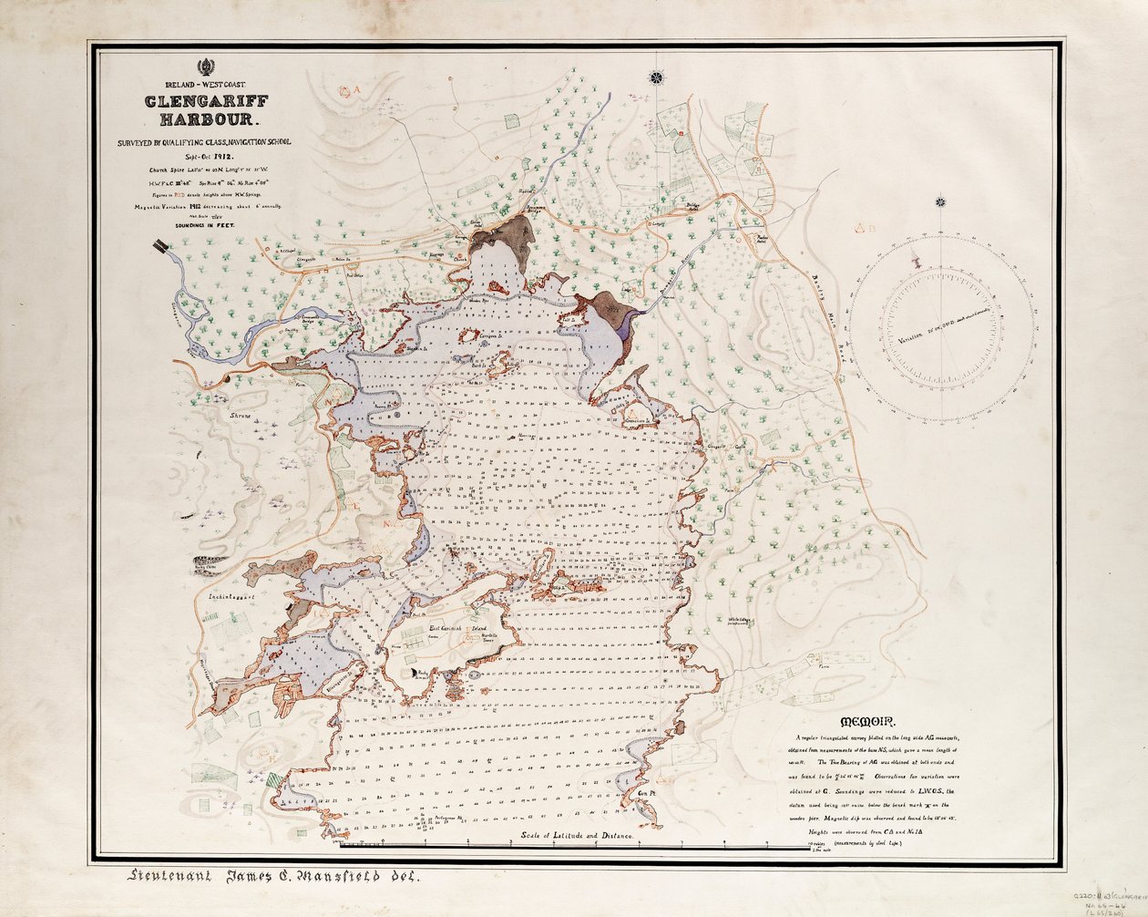 Irlandia - zachodnie wybrzeże, port Glengariff. Badanie przeprowadzone przez klasę kwalifikacyjną, Szkoła Nawigacji wrzesień-październik 1912 r. autorstwa British School