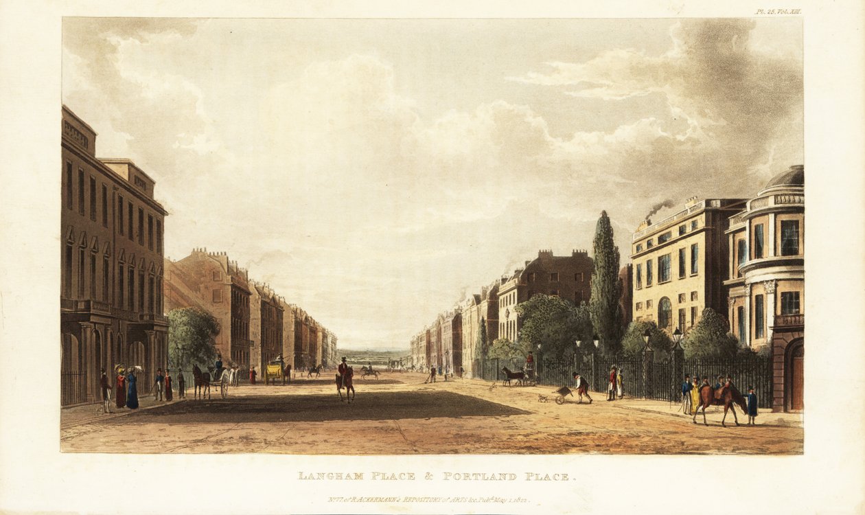 Langham Place i Portland Place, kontynuacja na północ od Regent Street (A4201 Road), Londyn autorstwa British School