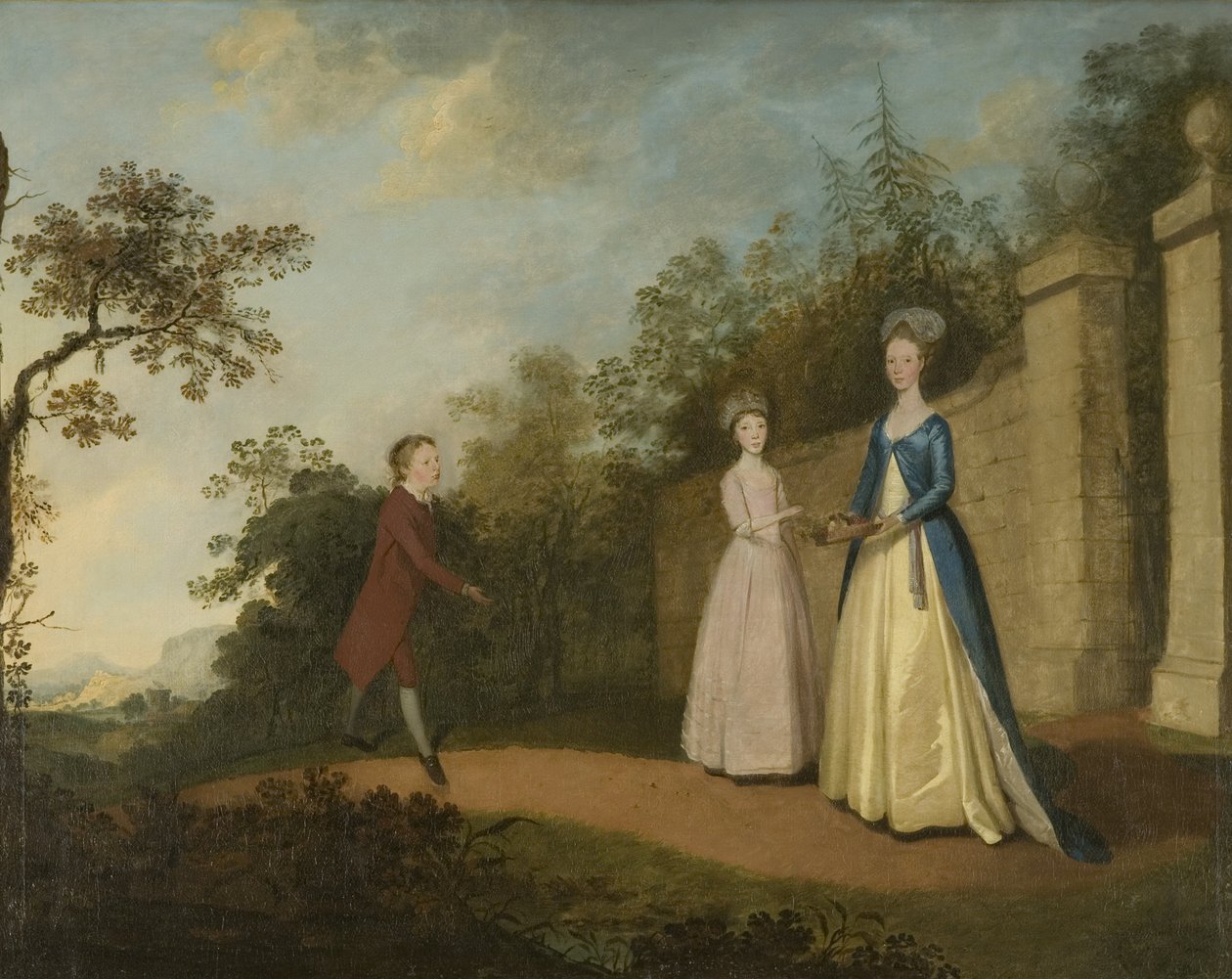 Mary i Emmette Pettner i Master Partridge, ok. 1770 (olej na płótnie) autorstwa British School