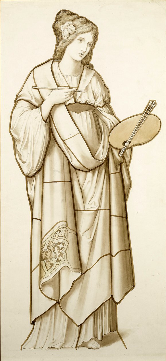 Muza malarstwa - rysunek do witrażu, ok. 1890 (akwarela na papierze) autorstwa British School