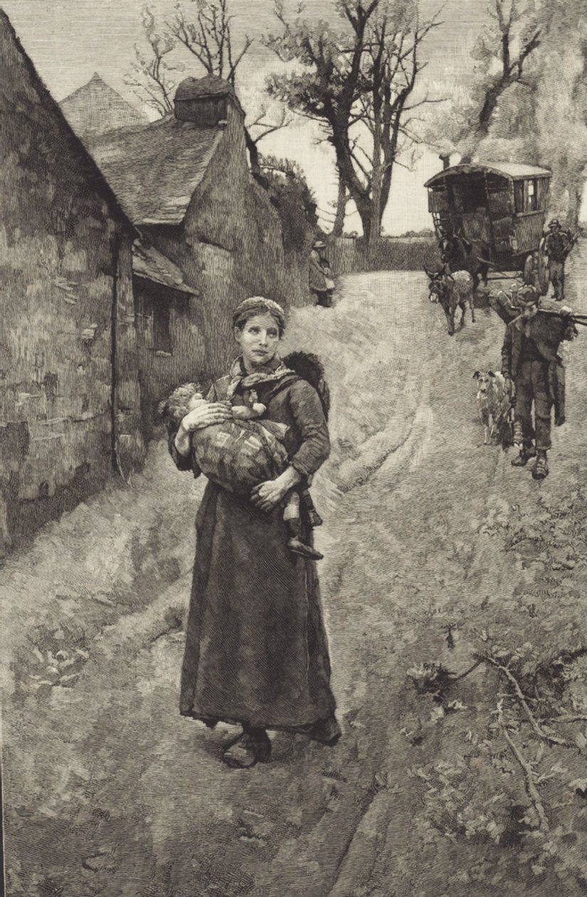 Biedna wiejska wdowa (grawerowanie) autorstwa British School