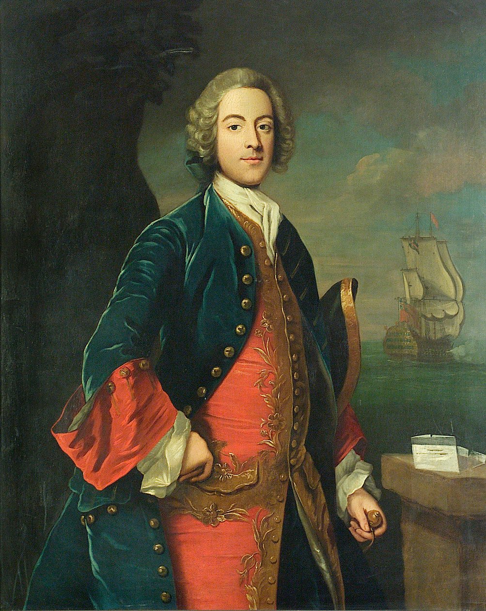 Portret oficera marynarki, ok. 1730-40 (olej na płótnie) autorstwa British School