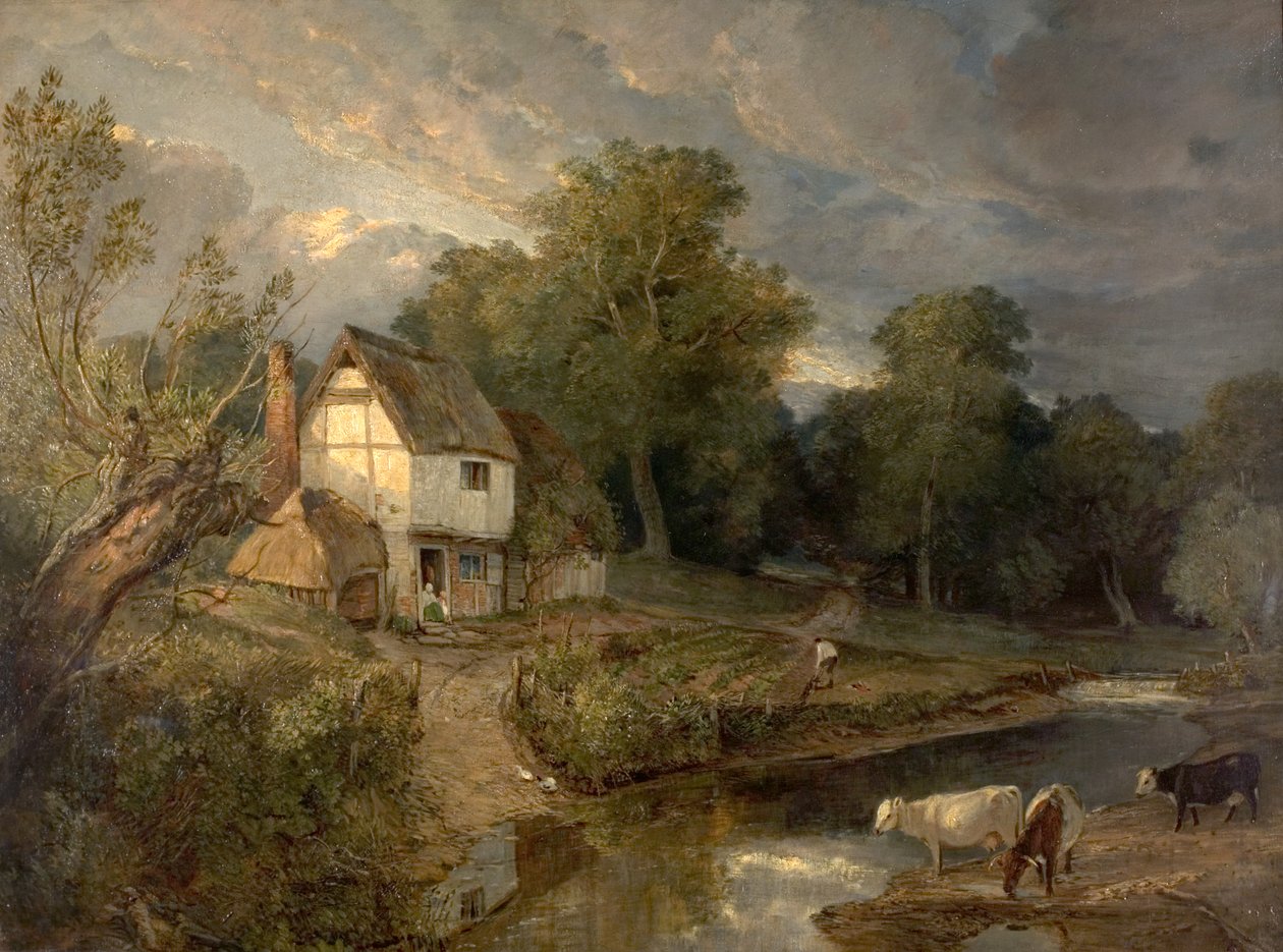 Ringland Hills, Costessy, Norwich (olej na płótnie) autorstwa British School