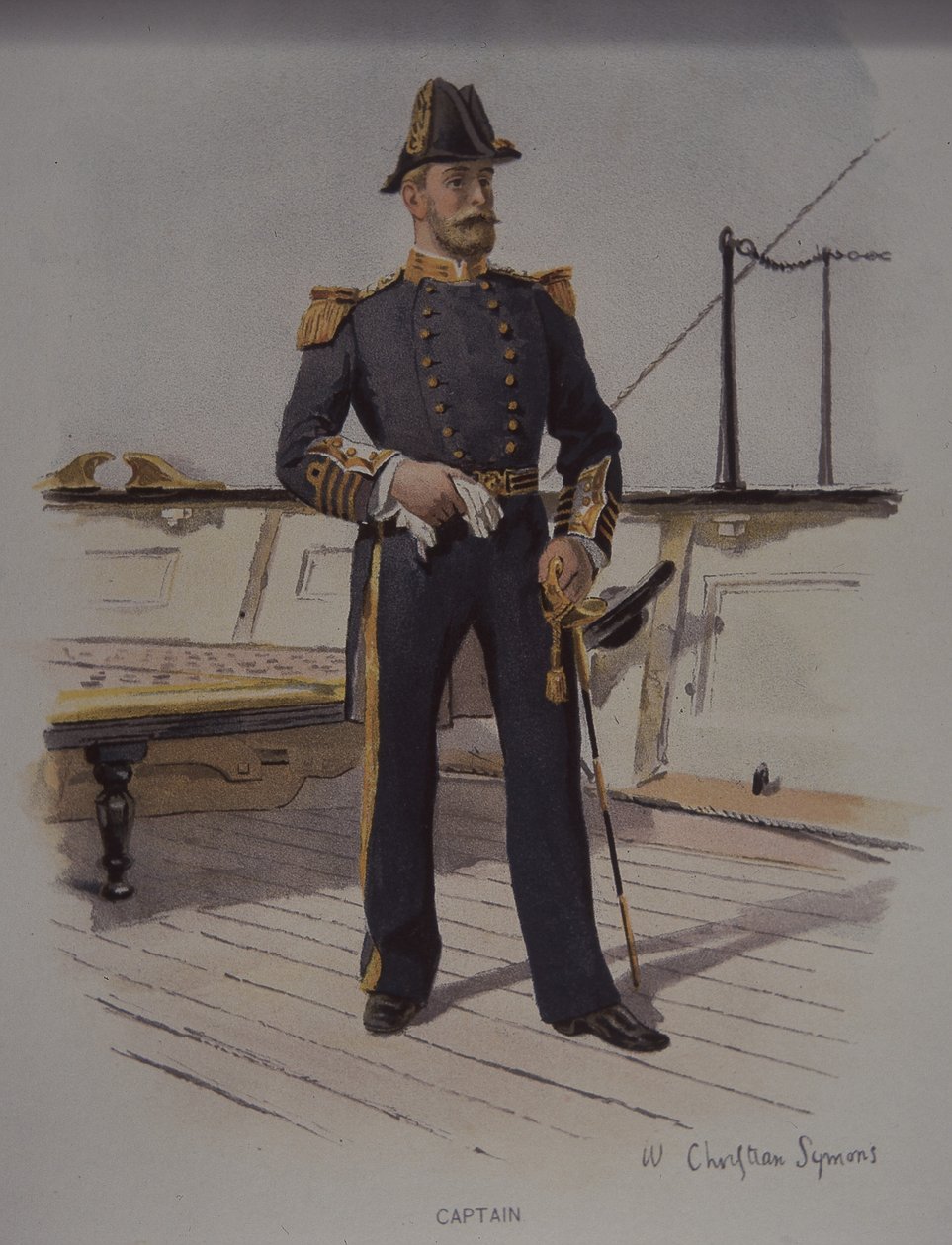 Kapitan Royal Navy, koniec XIX wieku (kolor lito) autorstwa British School