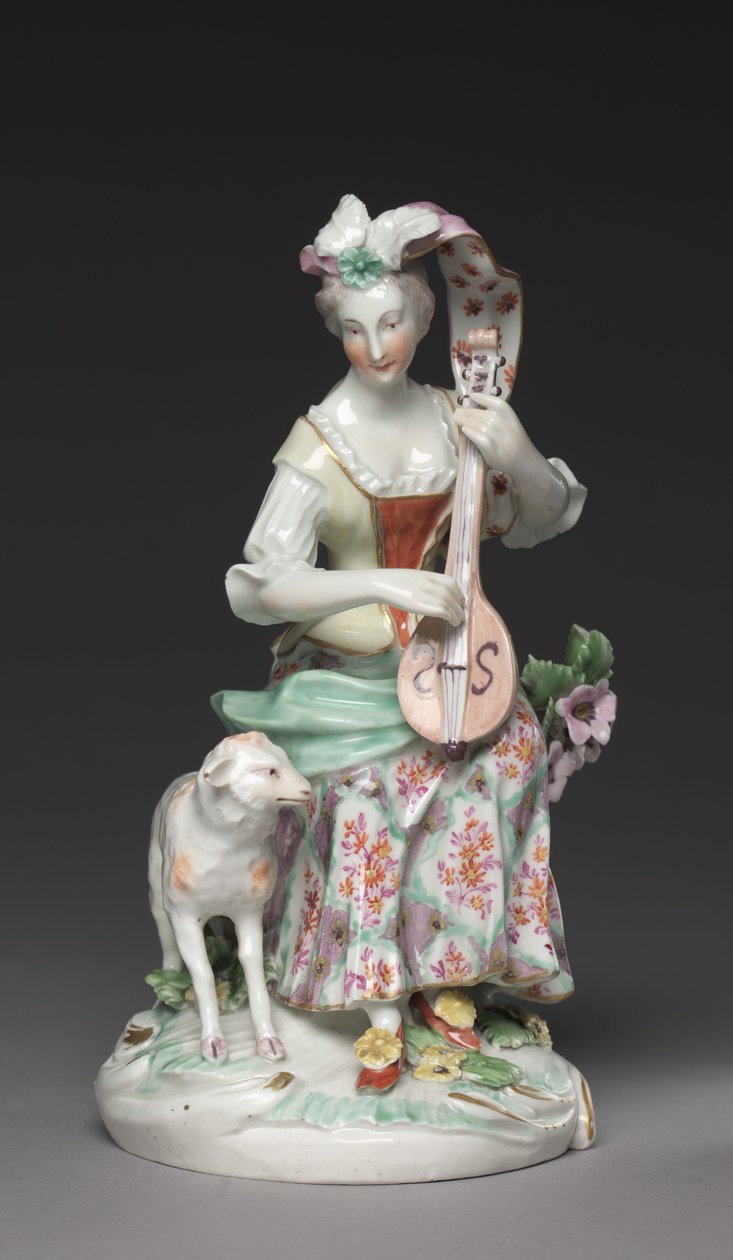 Muzyk siedzący, Fabryka Porcelany Derby, ok. 1765 (porcelana z miękkiej pasty) autorstwa British School