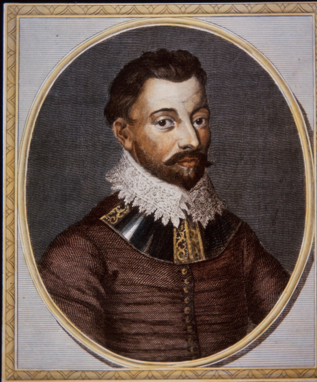 Sir Francis Drake, kupiec i korsarz (kolorowy grawerunek) autorstwa British School
