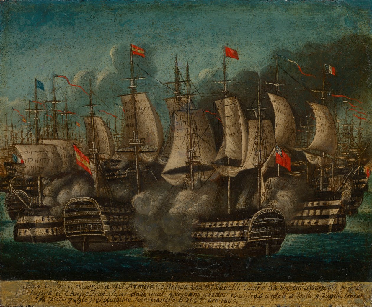 Bitwa pod Trafalgarem, 21 października 1805 r.", British School autorstwa British School