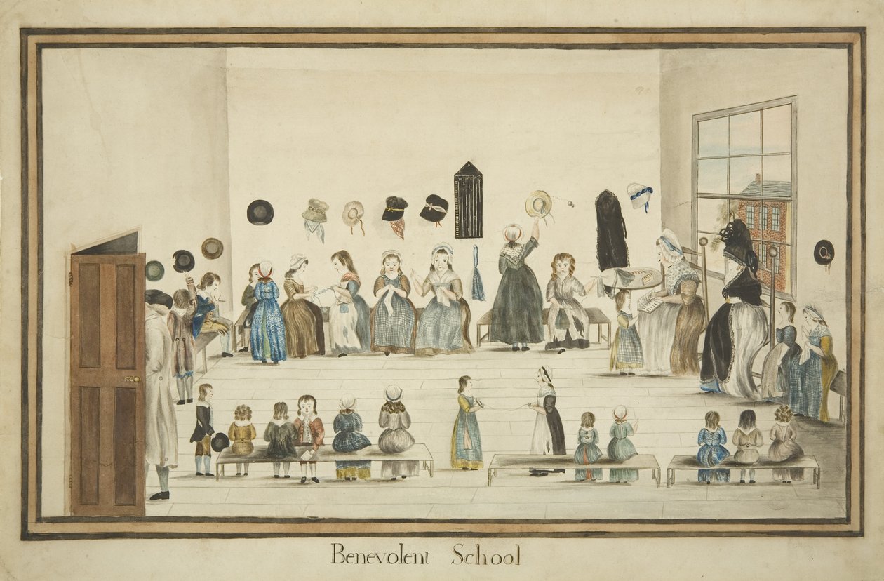 The Benevolent School, ok. 1795 (akwarela i tusz na papierze) autorstwa British School