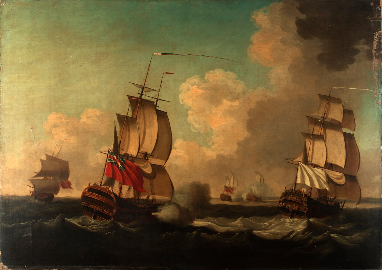 Zdobycie okrętów "Alcide" i "Lys", 8 czerwca 1755 r. autorstwa British School