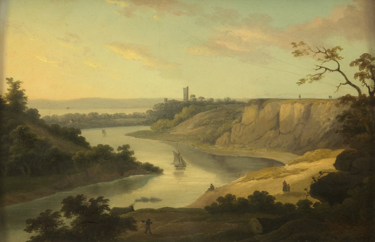 Widok na Avon, ok. godz. 1800-10 (olej na panelu) autorstwa British School