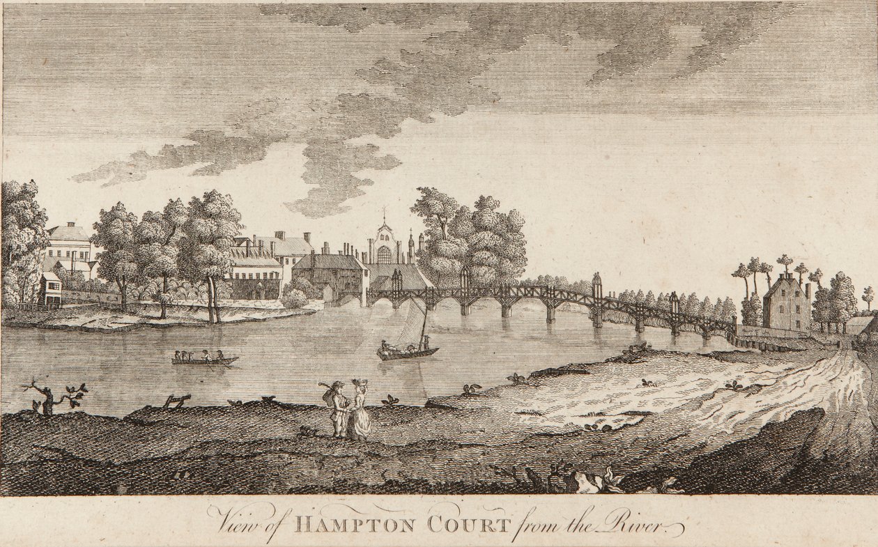 Widok na Hampton Court z rzeki autorstwa British School