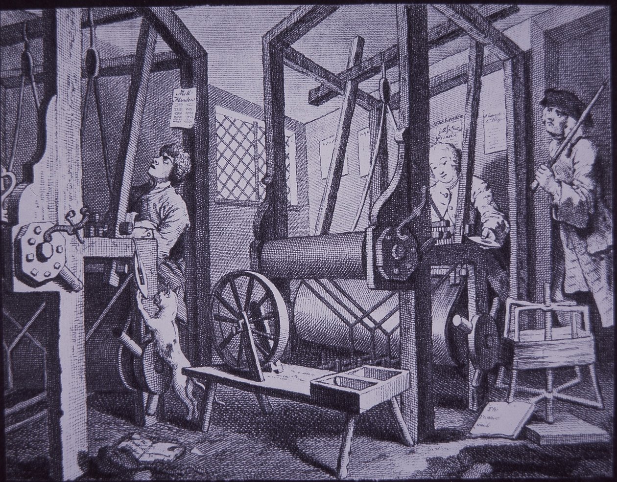 Tkactwo w Spitalfields, Londyn (grawerowanie) autorstwa British School