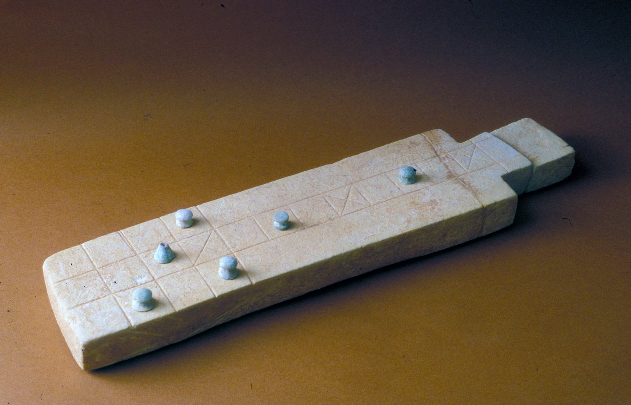 Plansza do gry z pionkami, z Tell Beit Mirsim, Jordan, ok. 2000-1700 pne (wapień) autorstwa Bronze Age
