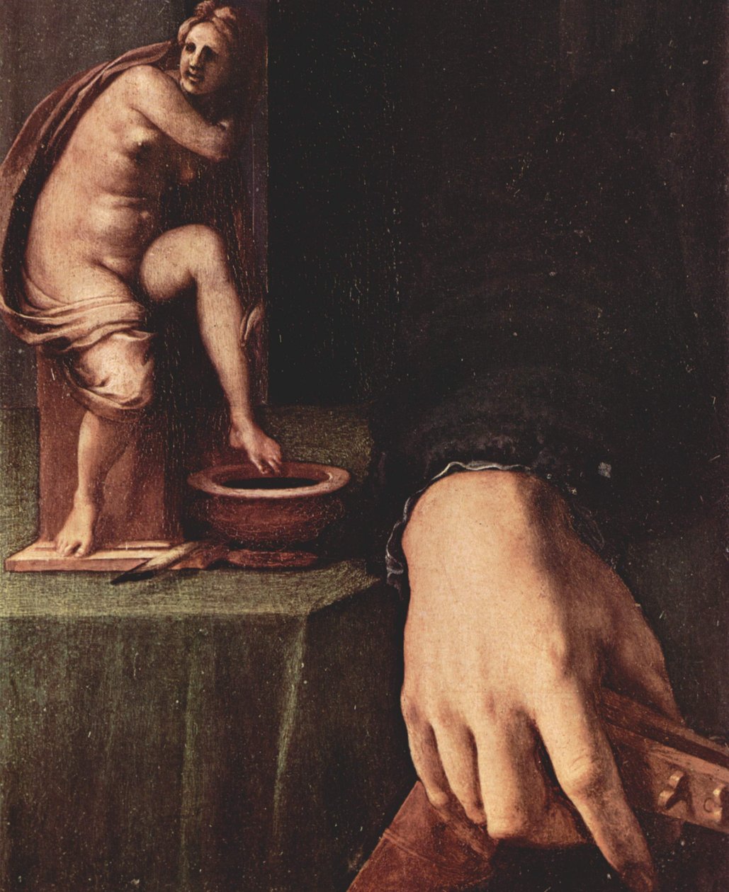 Portret młodego mężczyzny z lutnią, detal autorstwa Agnolo Bronzino