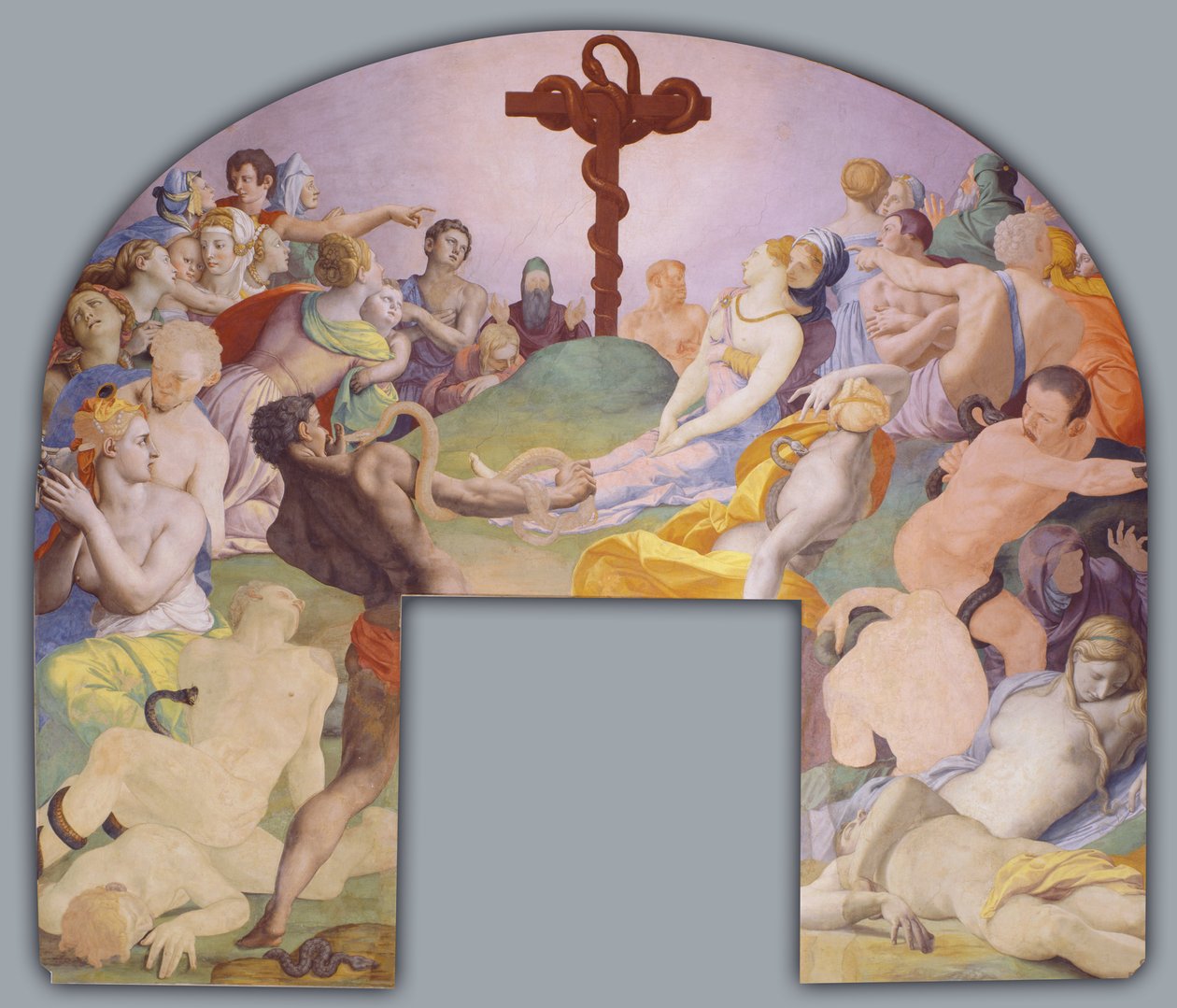 Adoracja węża z brązu autorstwa Agnolo Bronzino